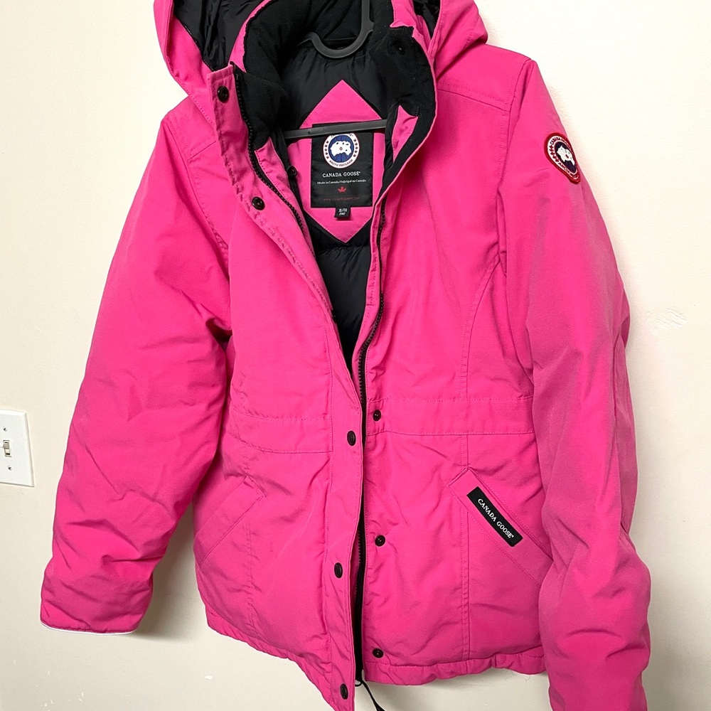 Canada Goose Pink Quilted Puffer Coat with Hood